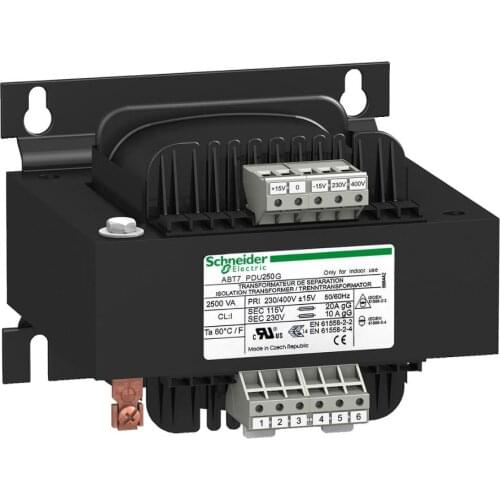 Voltage Safety Insulation Transformer Double-Contact Blocks 230V-400V-2x115V-25/100/160/250/20/400/630/1000/1600/2500VA