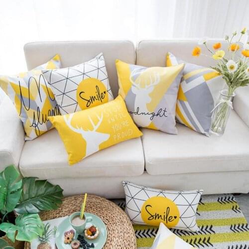 Nordic Yellow Geometric Pillow Cover Throw Pillows for Living Room Sofa Cushion Cover Office Lumbar Support Pillow Case Home