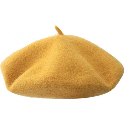 Wholesales Vintage Women Girl Autumn Winter Solid Color Warm Woolen Beret Hat Caped Gift