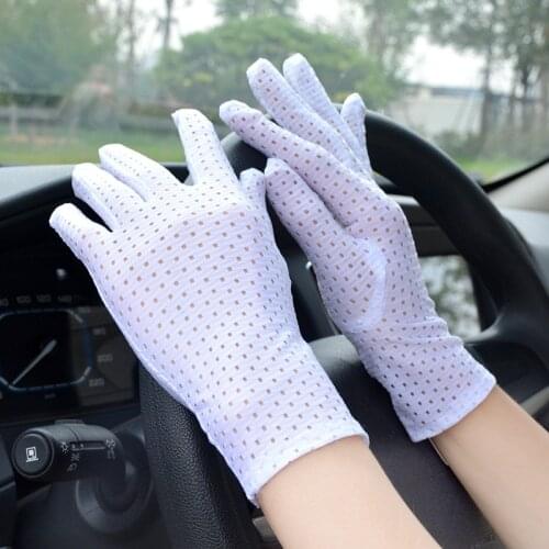1 Pair Elastic Gloves Mesh Deisgn Thin Daily Use Unisex Non-slip Breathable Cosplay White Gloves Average Size