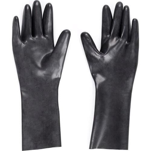 Sexy Women Lady Natural Latex Gloves Black Full Finger Long Arm Cover Nightclub Party Costume Fashion Girls Mittens Accessories