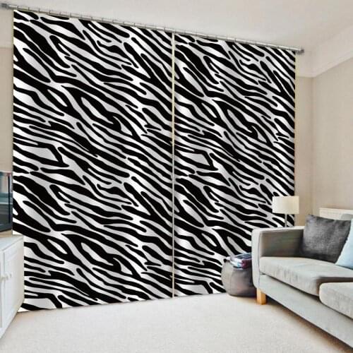 Luxury Blackout 3D Window Curtains For Living Room Bedroom black and white curtain tiger pattern curtains