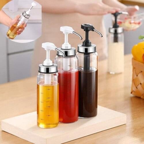 Sauce Squeeze Bottles for Kitchen&BBQ,2 Pack Olive Oil Dispenser Glass Bottles,for Ketchup/Salad/Dressing/Honey,300Ml