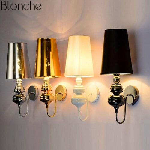 Modern Guard Wall Lamp Industrial Led Wall Light Silver/Gold/Black/White Sconce for Bedroom Bathroom Lighting Fixtures Decor E27