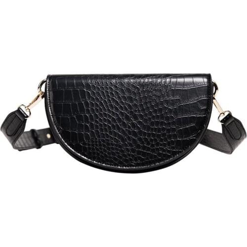 Women Crossbody Bag Fashion Crocodile Semicircle Saddle Bags PU Leather Shoulder Bags for female Handbags designer bolsas