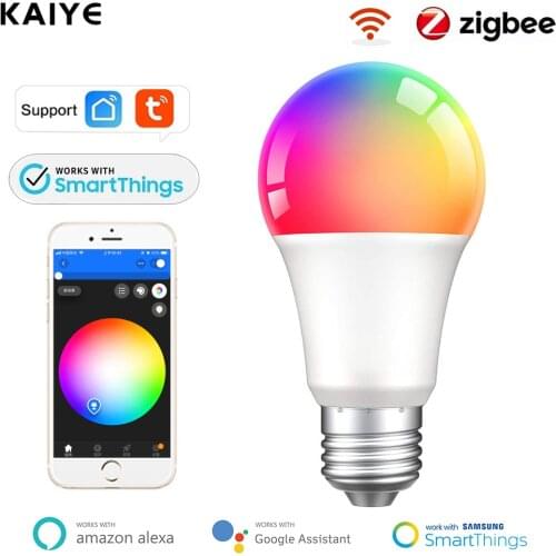 Tuya Zigbee Smart Light Bulb E27 Led Lamp 9W RGB+White+Warm Dimmer Lamp Works With Smart Life Alexa Google Home SmartThings Hub
