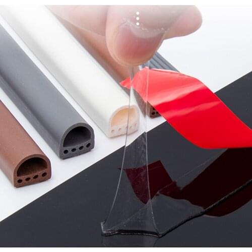 Main Entrance Door Seal Strip Self-adhesive Silicone Gasket Cushion 9 x 2mm 4mm 6mm 8mm 14x12mm Gap 1-11mm 6m White Gray Brown