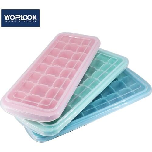 24 Grid High Quality Ice Cube Mold With Lid Homemade Ice Box Square Silicone Ice Grid Mold