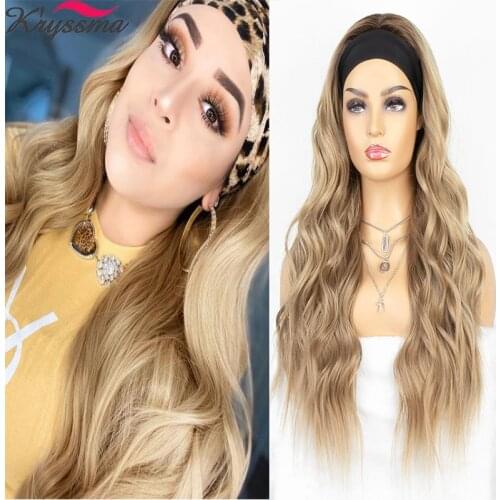 Headband Wig Long Wave Blonde/Brown Synthetic Wigs Body For Women Natural Party Daily Use Glueless Heat Resistant Fiber New Wig