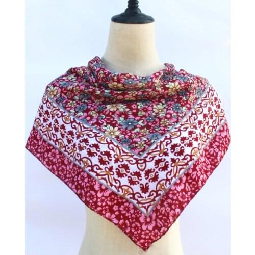 85cmx85cm Ethnic Style Women Square Scarf Russian National Shawl Hijab Head Scarves Ladies Retro Floral Print Handkerchief