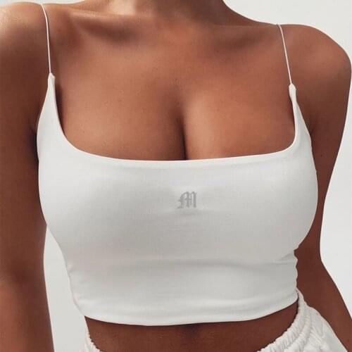 Bralette Sleeveless Sexy Camisole Mini Emboridery Cropped Feminino Slim White Tank Top Women Summer Fitness Crop Top