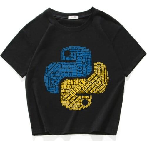 Computer Programming Language Python code women crop top 100% cotton short t shirt female Camisetas Verano Mujer women clothing