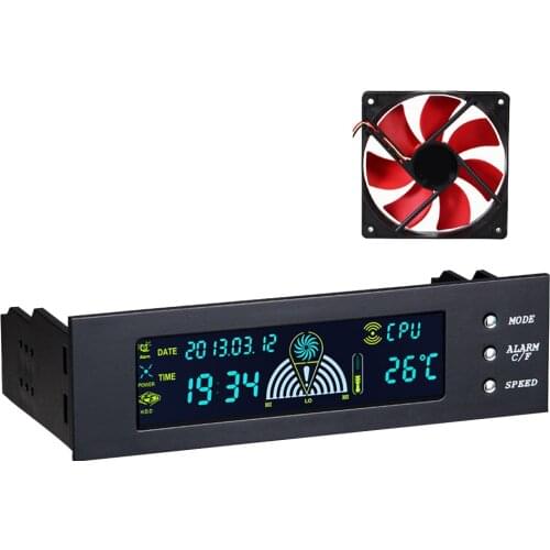 Front LCD Panel 5.25 Inch CPU Speed Controller Temperature Sensor PC Computer Fan Controller LCD Digital Display For PC Desktop