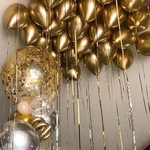 10pcs/lot Metallic Gold Silver Blue Rose Green Purple Ballon Wedding Happy Birthday Latex Metal Chrome Balloons Air Helium Balon