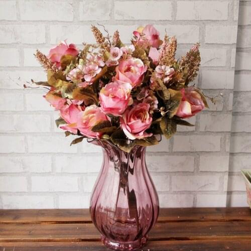 15 head European style aritificial rose bouquet Real Touch rose Flowers, Home wedding birthday party celebration decoration