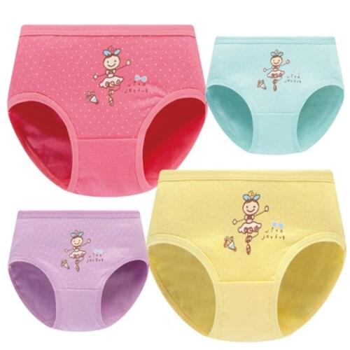 4Pieces/Lot 2-12Y Children Underwear High Quality Cotton Girls Panties Cute Pattern Kids Boxer Briefs Child Soft girl Pants