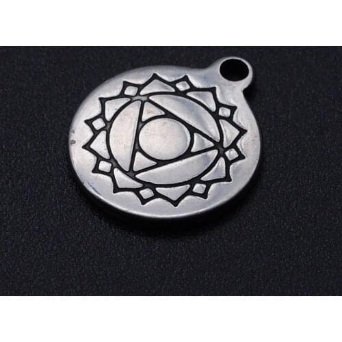 5pcs/lot 100% Stainless Steel 7 Chakra DIY Charm Pendant Wholesale Never Tarnish Bracelet Making Charms Top Quality
