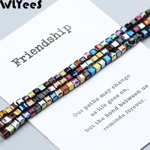 WLYeeS Plating Square Austrian crystal beads 3mm 100pcs Shining Square Glass Loose beads Jewelry Necklace Accessories Making DIY