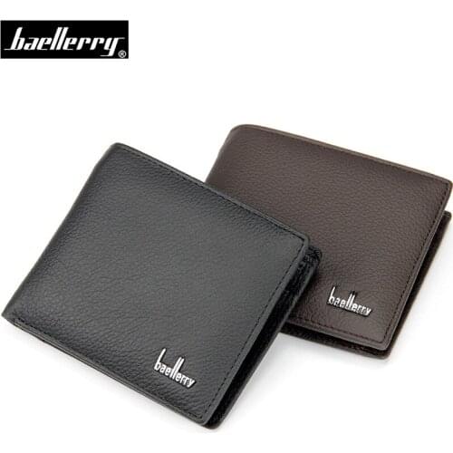 Baellerry Genuine Leather Men Wallets Card holder Top quality Cow leather Casual short Male Clutch Purses Coin Pocket Carteira