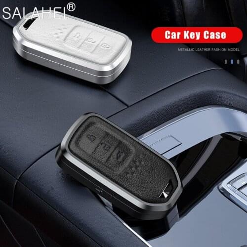 Aluminum Alloy+Leather Car Key Case Shell Protection For Honda Civic City Vezel Accord HR-V CRV Polit Jazz Jade Crider Odyssey