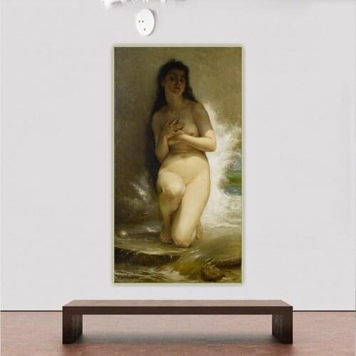 Citon William Adolphe Bouguereau《The Pearl》Canvas Oil Painting Artwork Poster Picture Modern Wall Decor Home interior Decoration