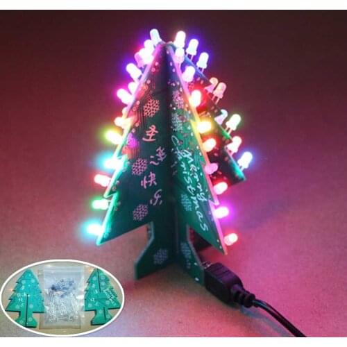 Colorful Christmas Tree LED 3D DIY Flash Circuit Parts Electronic Learning Kit Fun Suite Decor Xmas Gift with Christamas Music