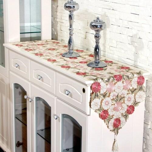 HELLOYOUNG Embroidered Daisy Floral Cutwork Table Runner Tablecloth Wedding Banquet Party Home Decor 40x210CM