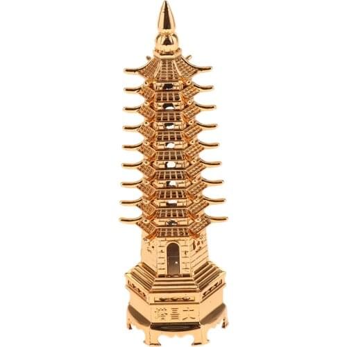 Home Decor Wenchang Pagoda Tower House Statue Fengshui Ornament Figurines Desk Top Fairy Decor - Attaching Good Luck