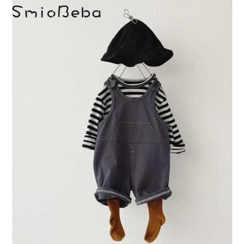 Ins Spring Newborn Korean Baby Striped Striped Shirts + Rompers Long Sleeve T-shirt Comfortable Two-piece Set Ropa Para Bebes