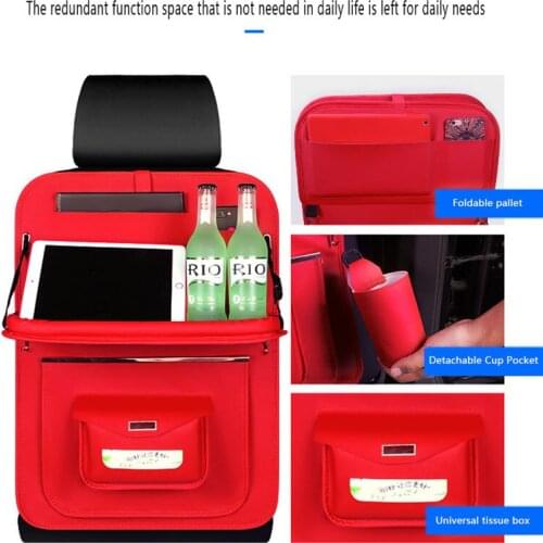 Pu Leather Pad Bag Car Seat Organizer Foldable Table Tray Travel Storage Bag Foldable Dining Table Car Seat Storage Bag