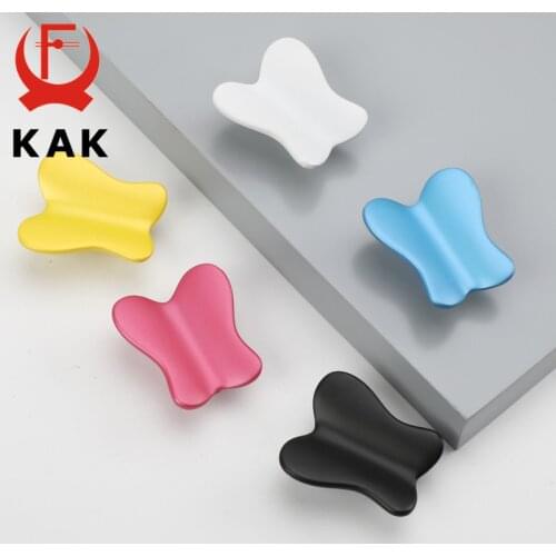 KAK Colorful Butterfly Cabinet Handles Zinc Alloy 3D Cartoon Kids Room Drawer Knobs Kids Gift Furniture Handle Door Hardware