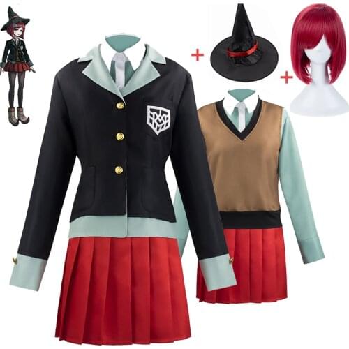 Anime Danganronpa V3 Yumeno Himiko Cosplay Costume School Girl Uniform Women Outfit Halloween Dress Dangan Ronpa Magic Hat
