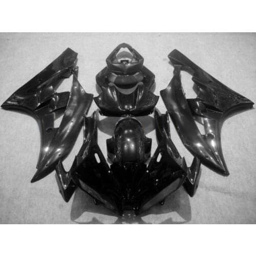 Injection mold Fairing kit for YAMAHA YZFR6 06 07 YZF R6 2006 2007 YZF600 yzfr6 06 ABS All gloss black Fairings set+7gifts YA27