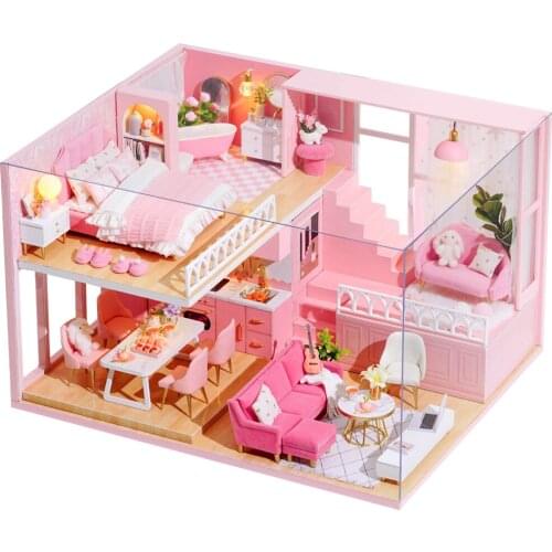 Lucydoll DIY DollHouse Wooden Doll Houses Miniature Dollhouse Furniture Kit Toys For Children New Year Christmas Gift Casa L30