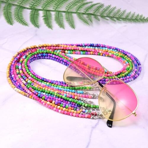 Multicolor Flower stone Lanyard Glasses Chains For Women 2021 New Fashion 72cm 4MM Bead Sunglasses Chains Wholesale