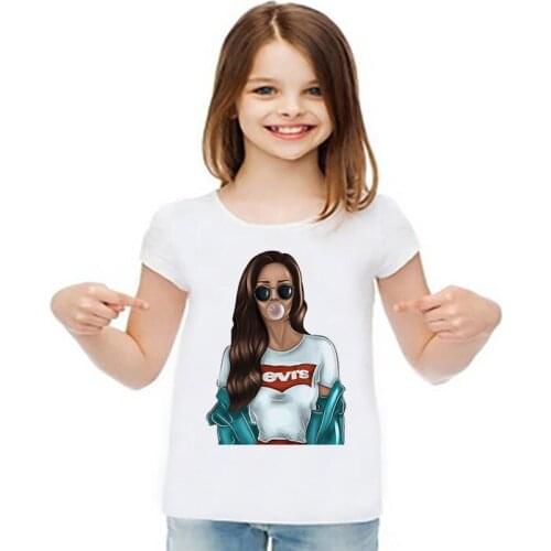 Fashion Summer New Fashion Girl T-shirt Girls Tshirts Cute Harajuku Boy Tshirt Flowers Element Nice Round Neck Kids Tshirt Trend