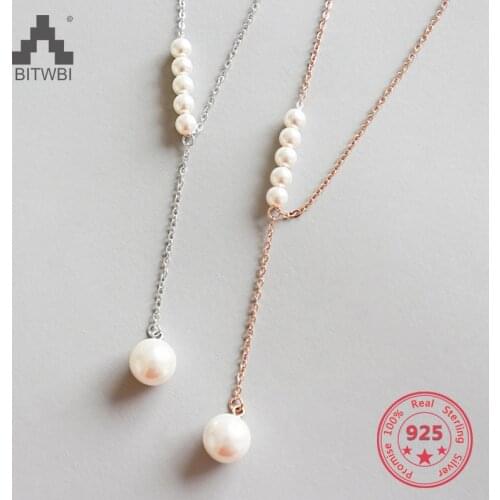 S925 Silver Fashion Single Womens Pearl Pendant Necklace