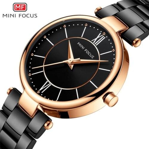 MINI FOCUS Fashion Women Watches Waterproof Black Stainless Steel Brand Luxury Ladies Quartz Watch Relogio Feminino Montre Femme