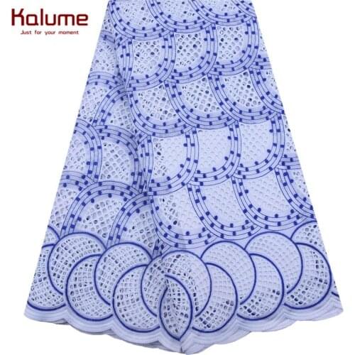 Blue African Cotton Lace Fabrics 5 Yards Lace High Quality Nigerian Lace Fabric For Man Swiss Voile Lace In Switzerland 1842