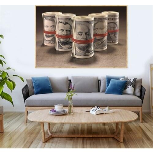 Wall Artwork Home Decoration Dollars Money Canvas Oil Paintings HD Prints Poster Modular Pictures Frame For Living Room