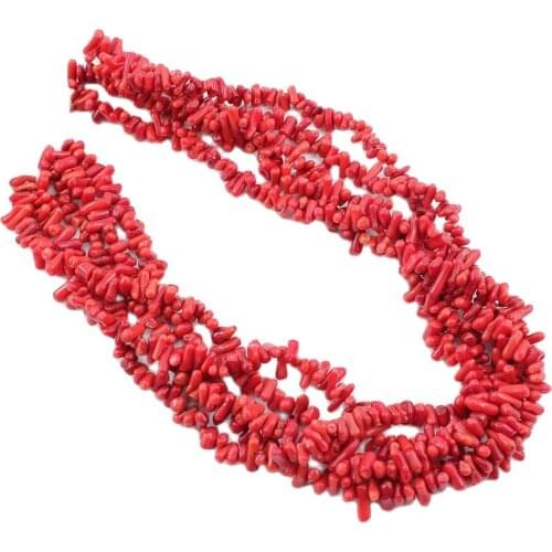APDGG 5 Strands Natural 3x12mm Freedom Red Coral Gems Stone Loose Beads 16'' Strands Jewelry Making DIY