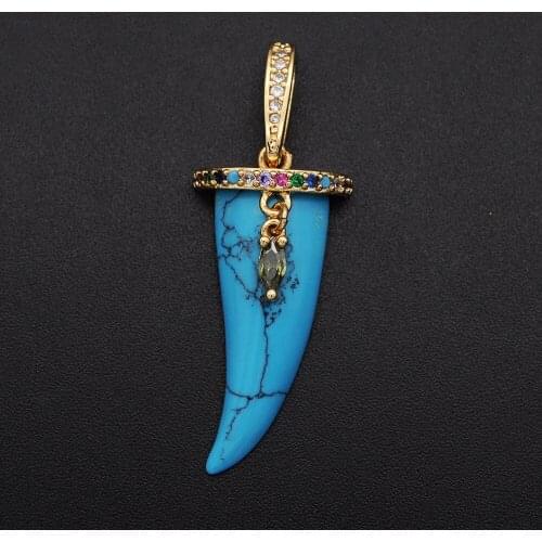 41x14mm 100% CZ Zircon DIY Jewelry Horn Shaped Charm Pendant Wholesale Necklace Making Charms Bracelet Making Charm