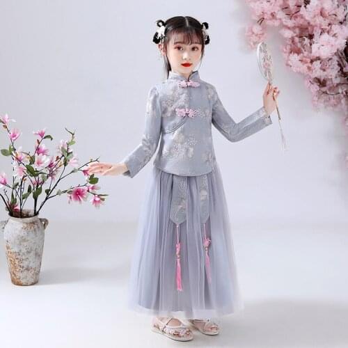 Flower Girls dresses 2PCS kids dresses for girls Chinese cheongsam Baby elegant clothes Traditional Chinese garments for Child