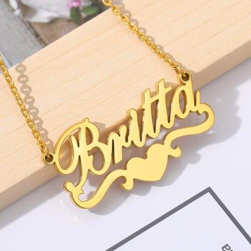 Handmade Custom Name Jewelry Personalized Name Necklace Women Men Bijoux Femme Gold Filled Heart Statement Choker Gift Idea BFF