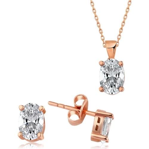 Silverlina Silver Rose Oval Stone Set with Dual