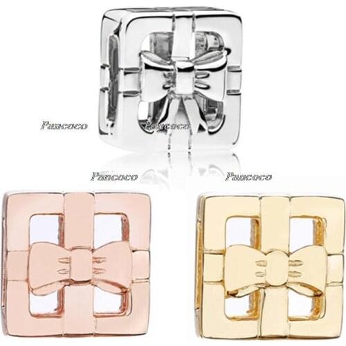 925 Sterling Silver Bead Charm Reflexions Gift Box Clip Stopper Lock Beads Fit Women Pandora Bracelet Diy Jewelry