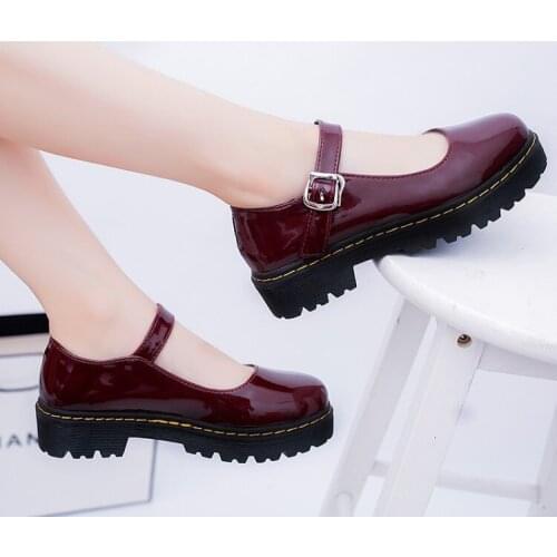2019 Japanese Student Lolita Shoes Girl Student Shoes JK Commuter Uniform PU Leather Shoes Platform Mary Jane Shoes Z6-28