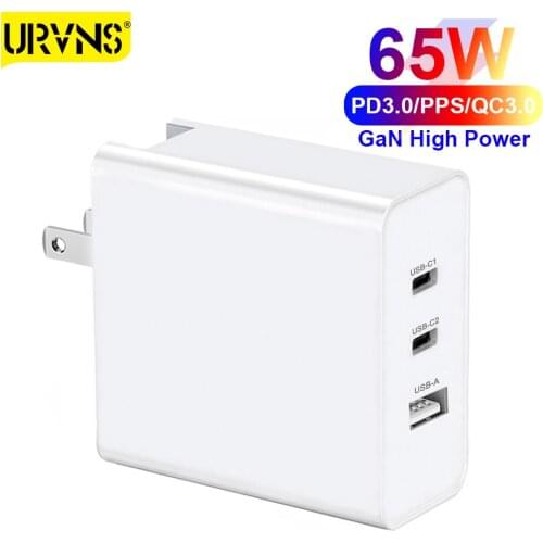 URVNS GaN 100W 65W Quick Charger Type C USB PD Charger for Xiaomi Samsung iPhone XS Max Huawei iPad Pro QC 3.0 Fast Wall Adapter