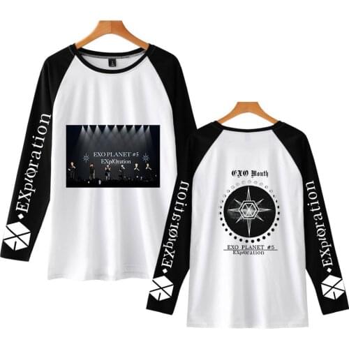 NEW KPOP EXO PLANET#5 T Shirt Harajuku Printing Long Sleeve Women EXO PLANET#5 T Shirt High Quality New Casual O-Neck Tee Shirts