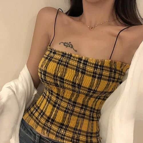Women Girls Sleeveless Backless Plaid Shirt Vest Tank Blouse Womens Clothing Tops Tees T-shirt Female Tops G825